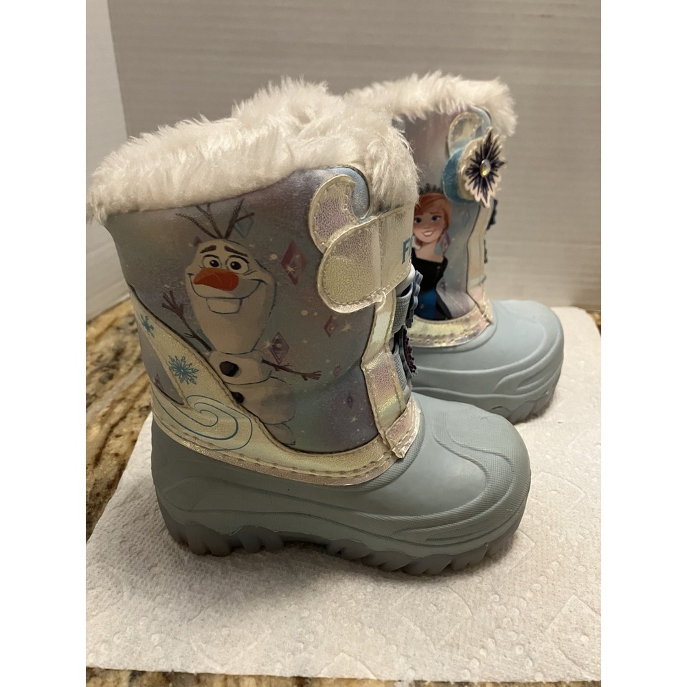 Disney Frozen Elsa Ana LED Light-Up Toddler Girls' Winter Snow Boots Size 6 Olaf
